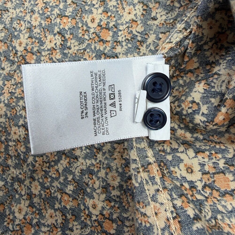 Express Floral Button Up Shirt Womens XL Navy Orange Ditsy Cotton Grandmacore - Picture 6 of 12
